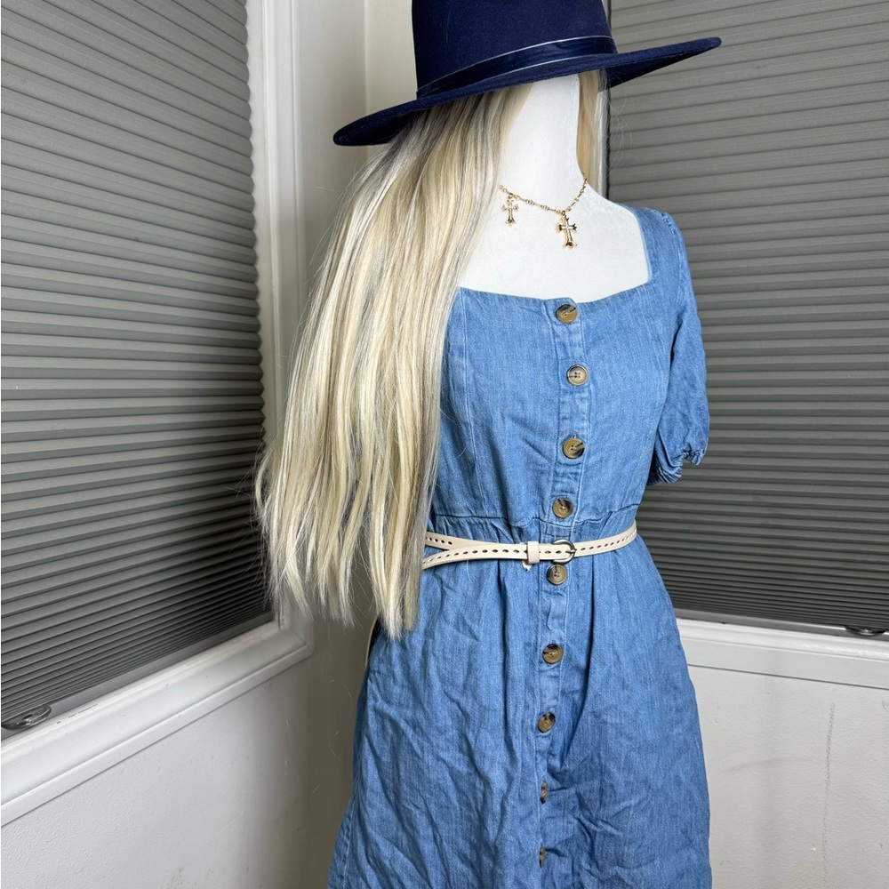 ☀️ OLD NAVY Light Wash Chambray Puff Sleeve Mini Dress ☀️